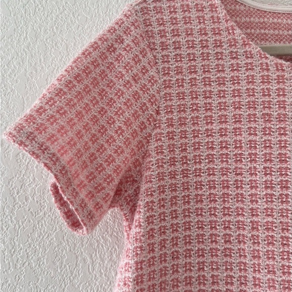Isaac Mizrahi Pink Sheath Dress Short Sleeve Crew Neck Texture Size  L - Picture 4 of 8